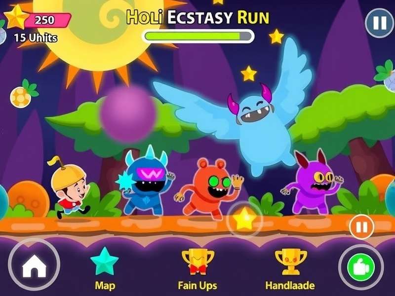 Holi Ecstasy Run gameplay screenshot showing colorful characters and environments